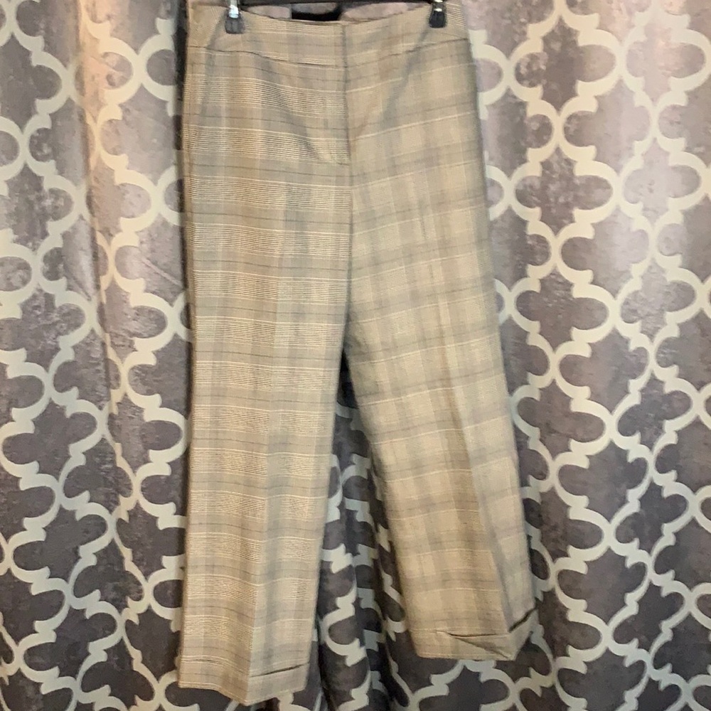 NWOT Talbots Petites size 8 Black and White tweed wide leg cuffed trouser